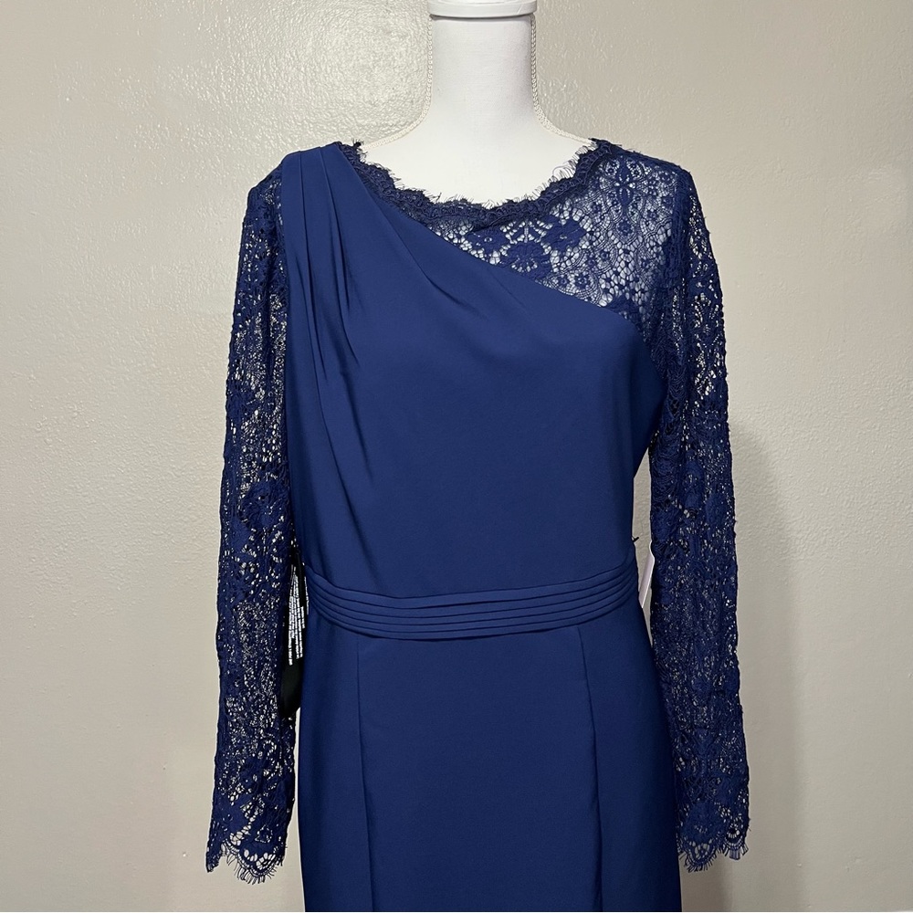 JS COLLECTIONS Women’s Maria Scallop Column Gown Blue Size 10 - Picture 8 of 16